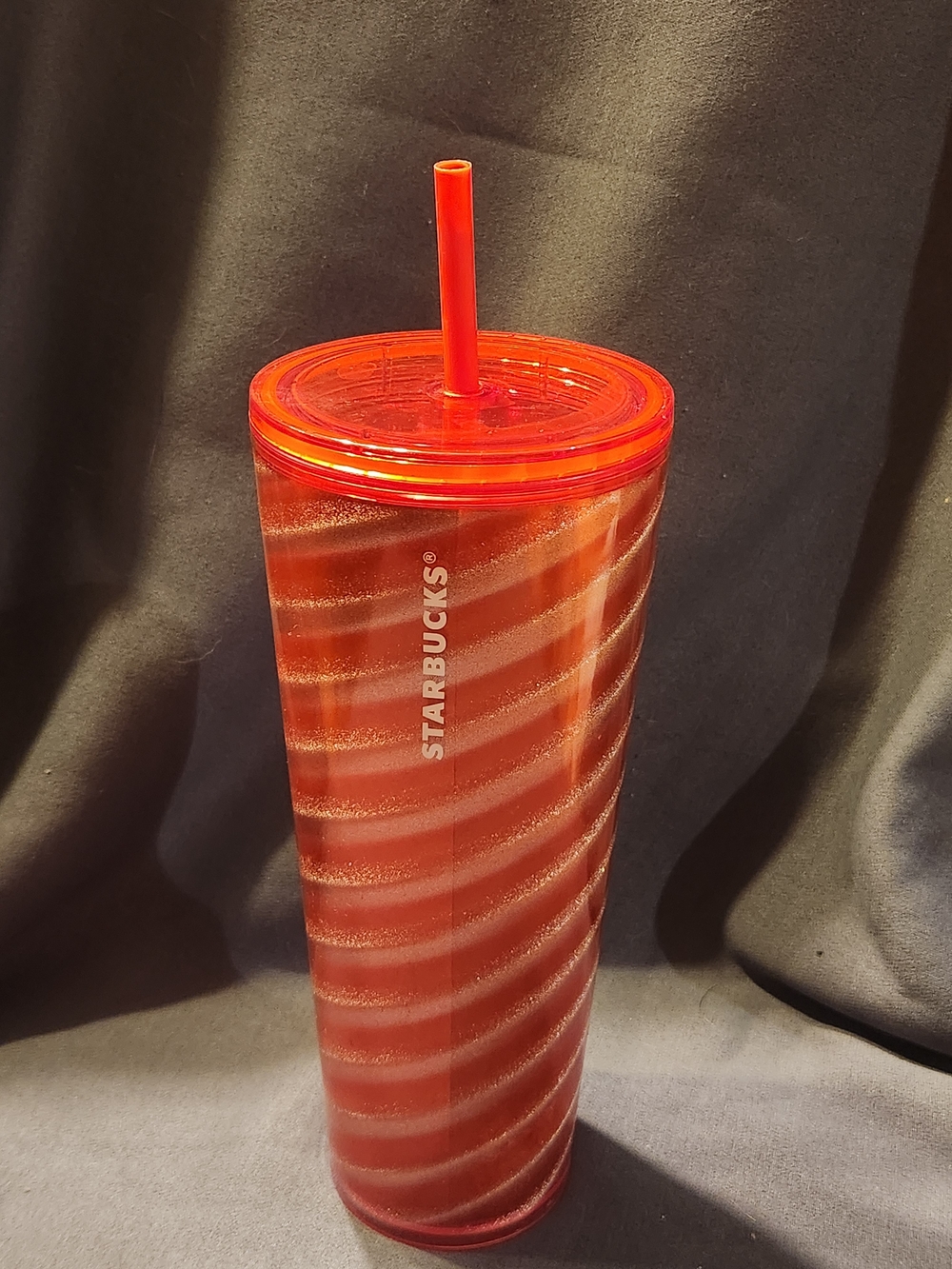Starbucks 2023 Peppermint Twist Tumbler 24 oz. Red and Silver Swirl